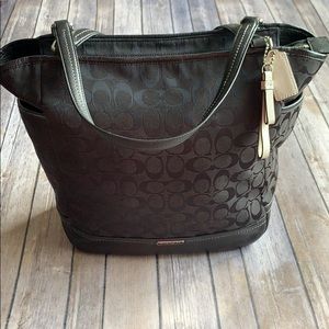 Coach Black Signature Jacquard Tote 14x13x5 in